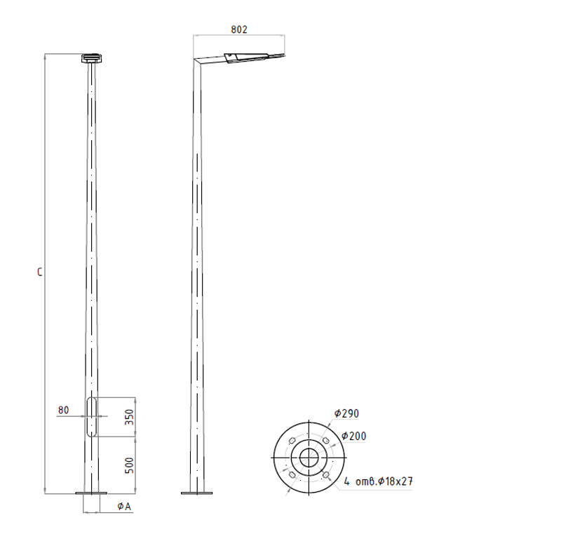 Осветительный комплекс GALAXY LED 55W DW 827 RAL9006 POLE 6M (в комплекте ЗДФ) | 4730000200 | Световые Технологии — миниатюра 3