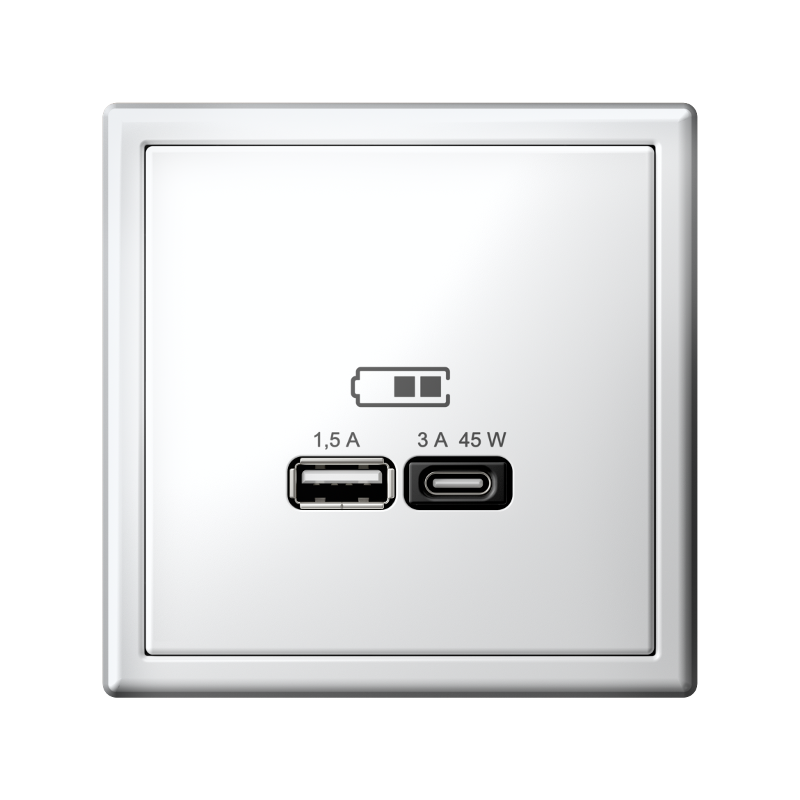 ArtGallery Лотос Розетка USB A + тип-C 45Вт высокоскор.заряд. QC, PD, механизм | GAL001329 | SE — миниатюра 5