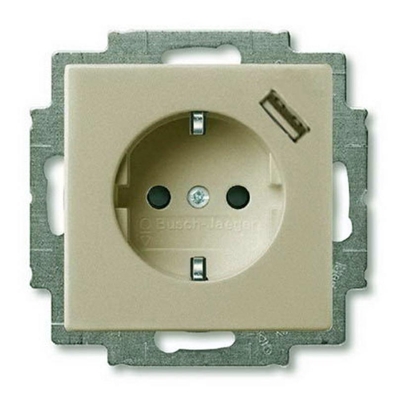 ABB Basic 55 Шампань Розетка Schuko 20 EUCBUSB-93-500, 16А, 700мА,с устр.заряд. USB | 2011-0-6194  | 2CKA002011A6194 | ABB — ABB