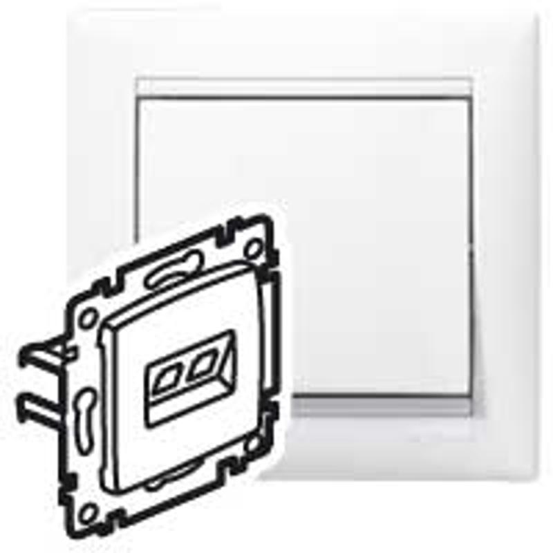 Valena Белый Розетка двойная комп.(RJ45) 1-ая 5 кат UTP + ТЛФ 1-ая (RJ11) — миниатюра 2