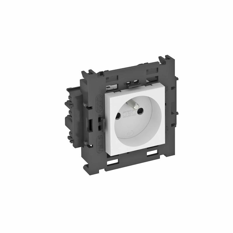 Розетка одинарная 0° Modul45connect франц. стандарт, 250 В, 16A (белый) (STD-F0C8 RW1) | 6120602 | OBO Bettermann — OBO Bettermann