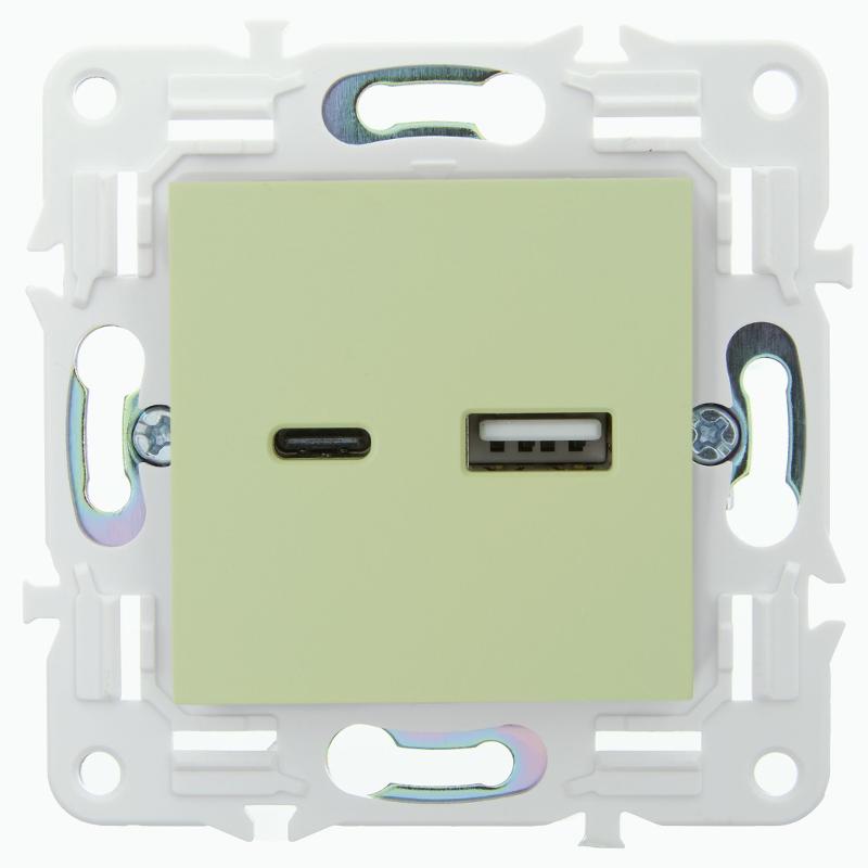 SKANDY Розетка USB A+C 18Вт SK-R13M мятный | SK-U22-018-K06 | IEK — миниатюра 2