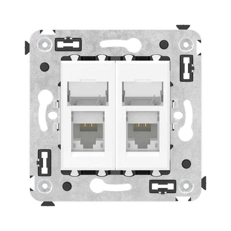 Компьютерная розетка RJ-45 в стену, кат.6А двойная, "Avanti", "Белое облако" | 4400374 | DKC — миниатюра 2