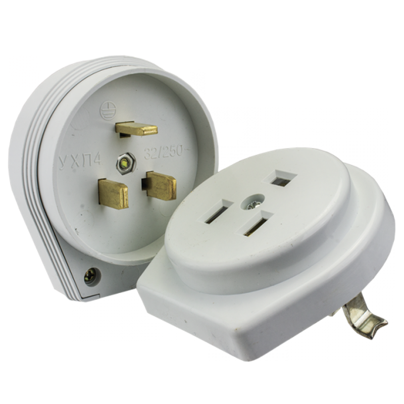Разъем РШ-ВШ 32А 250В 2P+PE (СУ) пластиковый бел. EKF PROxima | AS-250-H-02 | EKF — EKF