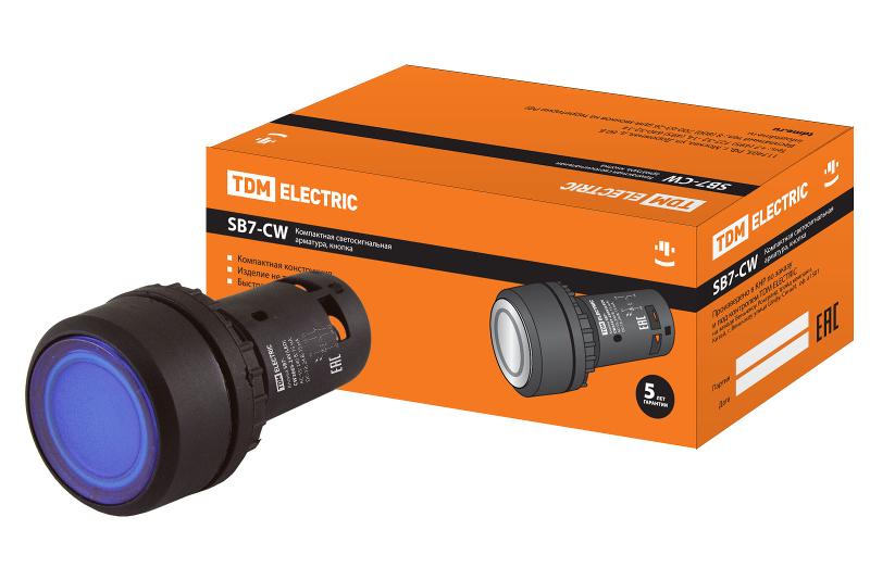 Кнопка SB7-CW3665-24V(LED) d22мм 1з+1р синяя | SQ0746-0040 | TDM — TDM ELECTRIC