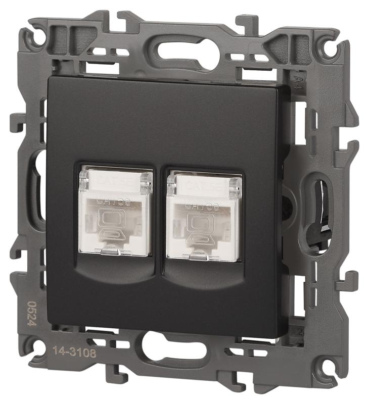 14-3108-05 Розетка 2хRJ45, IP20, антрацит | Б0034312 | ЭРА — миниатюра 5
