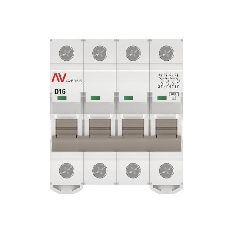 Выключатель автоматический четырехполюсный AV-6 16А D 6кА AVERES | mcb6-4-16D-av | EKF — миниатюра 8
