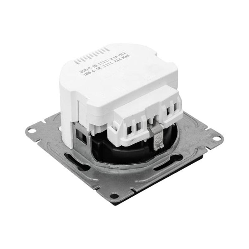 Механизм розетки с USB-C - 2шт, 16А, с заземлением, со шторками, чёрный Эпика EKF | UP1-SOB-111-2USBC | EKF — миниатюра 12