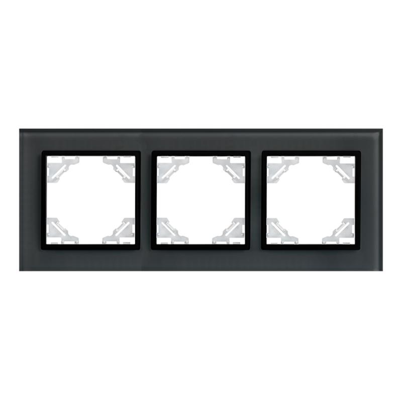 Минск Рамка 3-местная стеклянная черная EKF Basic | ERM-G-403-70 | EKF — EKF