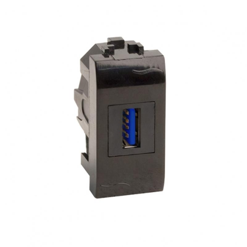 USB 3.0 розетка, Brava, черная, 1 мод. | 77300N | DKC — DKC (ДКС)