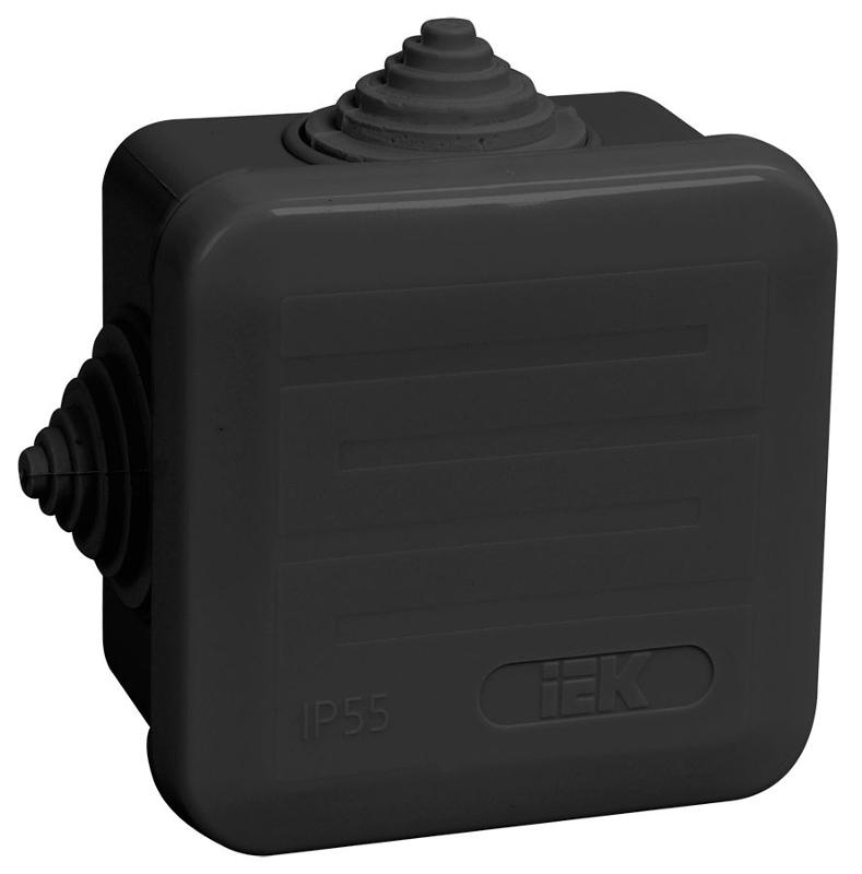 Коробка расп. КМ41236 70х70х40мм IP44 4 вв. черная | UKO21-070-070-040-K02-44 | IEK — миниатюра 1