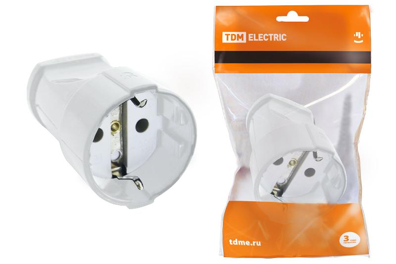 Кабельная розетка 2П+З 16А 250B белая | SQ1806-0131 | TDM — TDM ELECTRIC