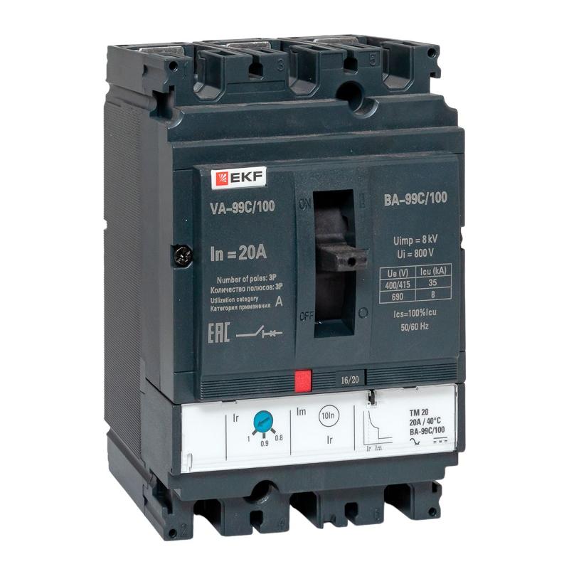 Выключатель автоматический ВА-99C (Compact NS) 100/20А 3P 36кА EKF PROxima | mccb99C-100-20 | EKF — EKF