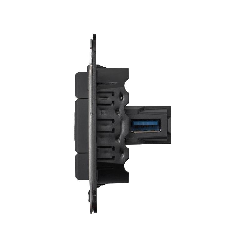 USB 3.0 розетка одинарная в стену, тип А-А, "Avanti", "Черный матовый" — миниатюра 5