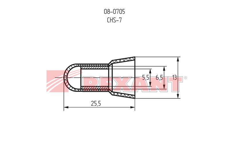 Концевая изолированная заглушка КИЗ-7, ø 5,5 мм (8,0-10,0 мм²) | 08-0705 | REXANT — миниатюра 3