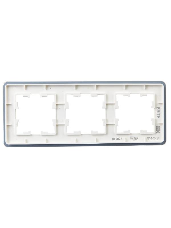 BRITE Рамка 3-ая РУ-3-2-Бр стекло белый RE | BR-M32-G-41-K01 | IEK — миниатюра 3