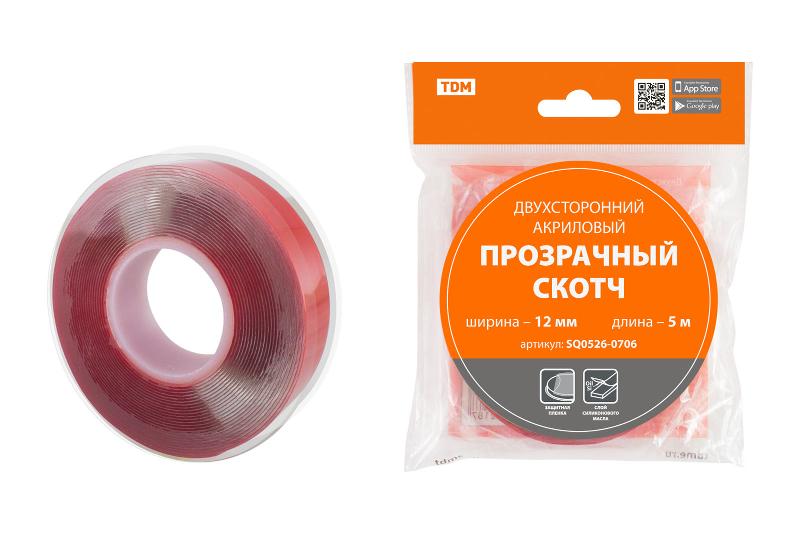 Двухсторонний акриловый прозрачный скотч ширина 12 мм длина 5 м | SQ0526-0706 | TDM — фото 1 | Sento