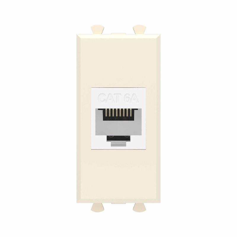Компьютерная розетка RJ-45 без шторки модульная, кат.6А, Avanti, ванильная дымка, 1 модуль | 4405671 | DKC — DKC (ДКС)