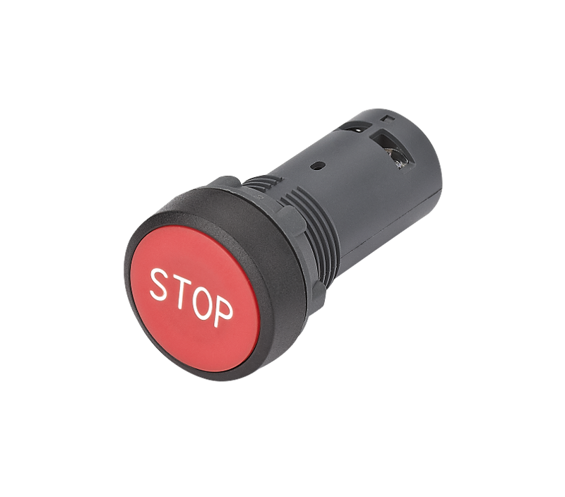 Кнопка SB7 моноблочная 22мм красная с возвратом, с маркировкой "STOP", пластик, 1НО+1НЗ, IP65 | SB7NA4534 | SE — Systeme Electric