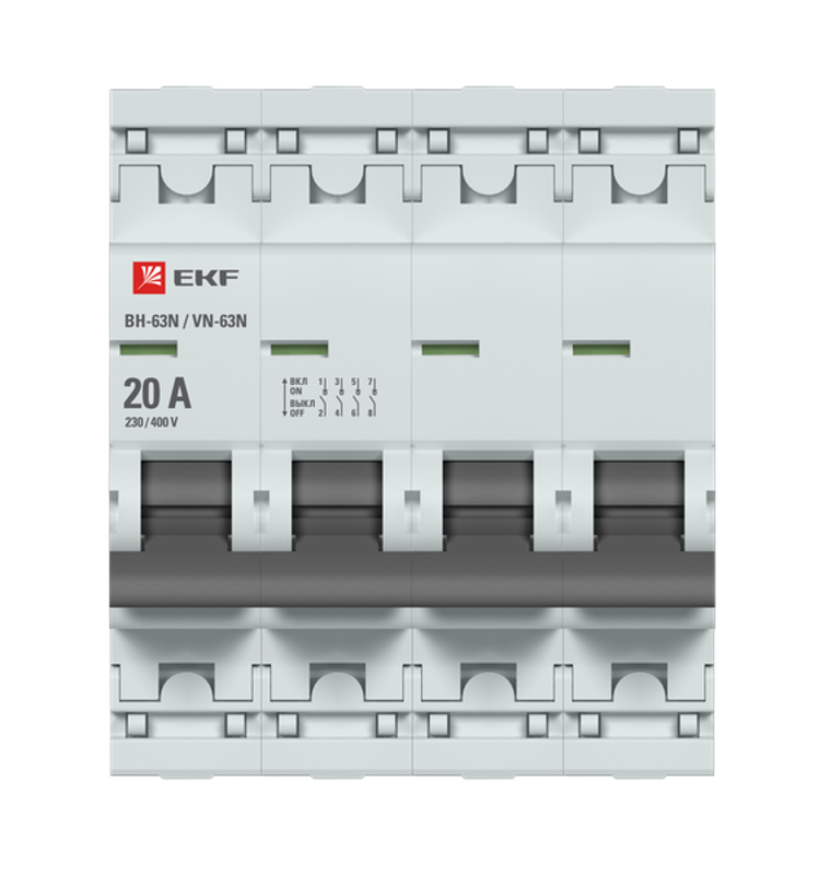 Выключатель нагрузки 4P 20А ВН-63N PROxima| S63420 | EKF — миниатюра 3