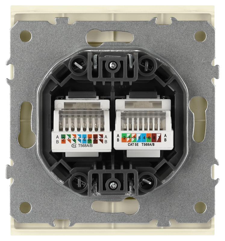Розетка Arktik 16-3108-02 информационная двойная 2XRJ45 слоновая кость | Б0070485 | ЭРА — миниатюра 4