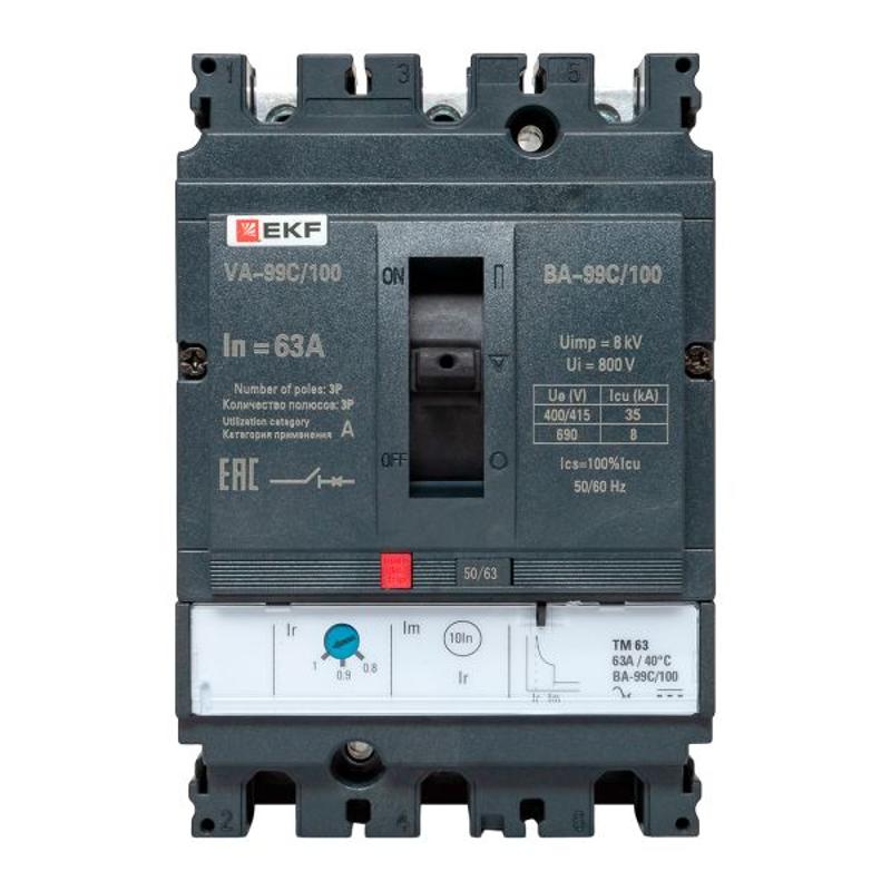 Выключатель автоматический ВА-99C (Compact NS) 100/63А 3P 36кА EKF PROxima | mccb99C-100-63 | EKF — миниатюра 17