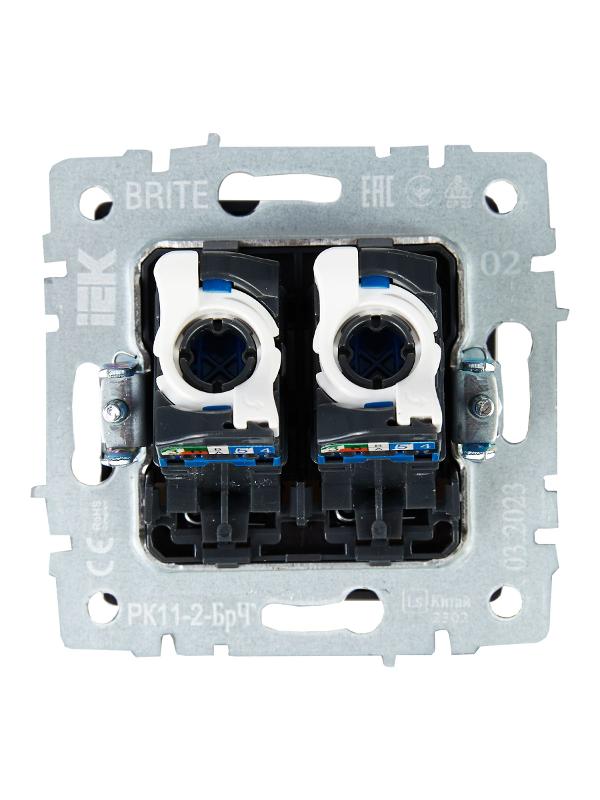 BRITE Розетка компьютерная 2-ая RJ45 кат.6 РК11-2-БрЧ черный | BR-K20-2-K02 | IEK — миниатюра 4