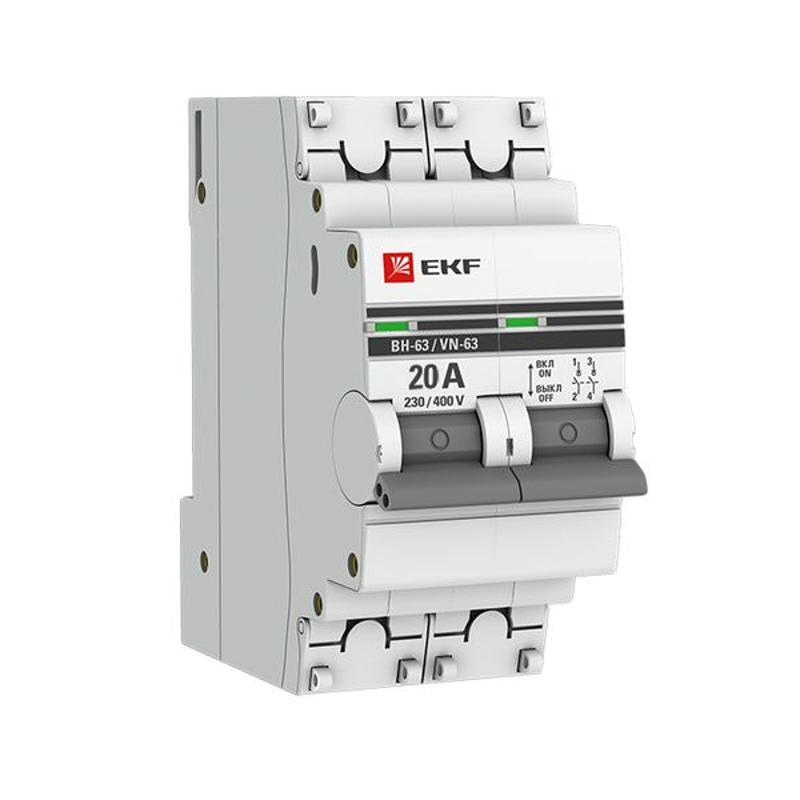 Выключатель нагрузки 2P 20А ВН-63 PROxima | SL63-2-20-pro | EKF — EKF