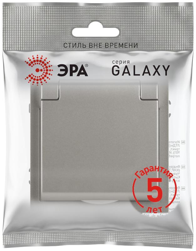 Розетка Galaxy 15-2103-07 c заземлением 2P+E Schuko со шторками с крышкой 16А-250В IP20 титан | Б0070670 | ЭРА — миниатюра 3