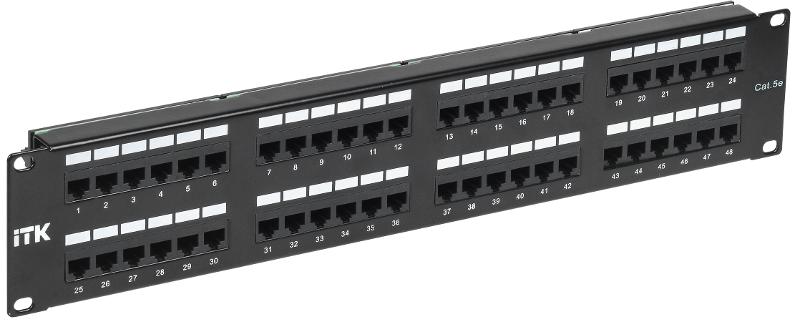2U патч-панель кат.5Е UTP, 48 портов (Dual) | PP48-2UC5EU-D05 | ITK — ITK