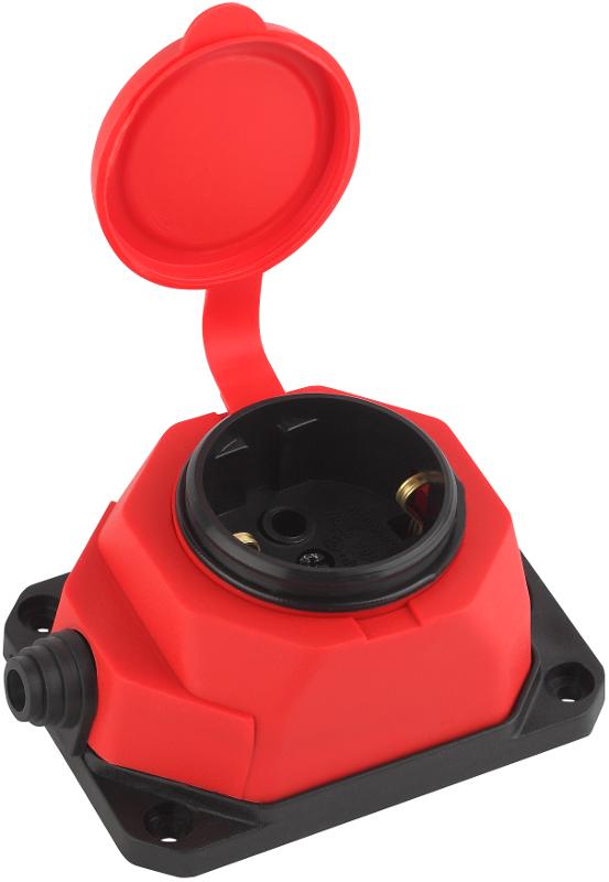 K-1e-RED-IP44 ЭРА Колодка каучуковая с/з 1гн 16A IP44 красная | Б0044550 | ЭРА — миниатюра 3
