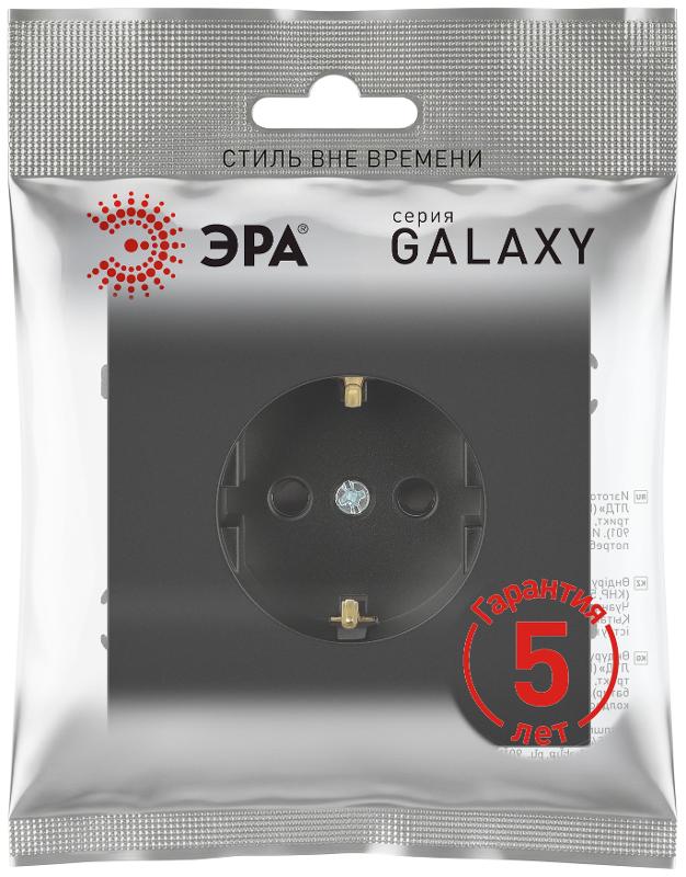 Розетка Galaxy 15-2102-05 c заземлением 2P+E Schuko со шторками 16А-250В IP20 антрацит | Б0070647 | ЭРА — миниатюра 2