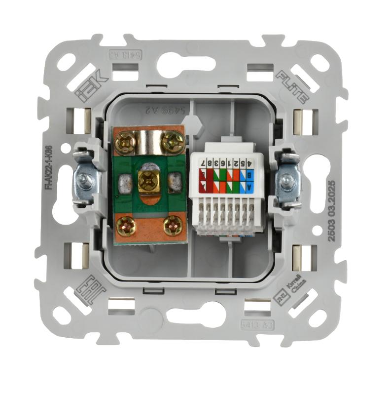 FLITE Розетка 2-ая RJ45/TV кат.5Е UTP РКТВ5е-2-0-ФлСл сливочный | FI-AK22-1-K86 | IEK — миниатюра 3