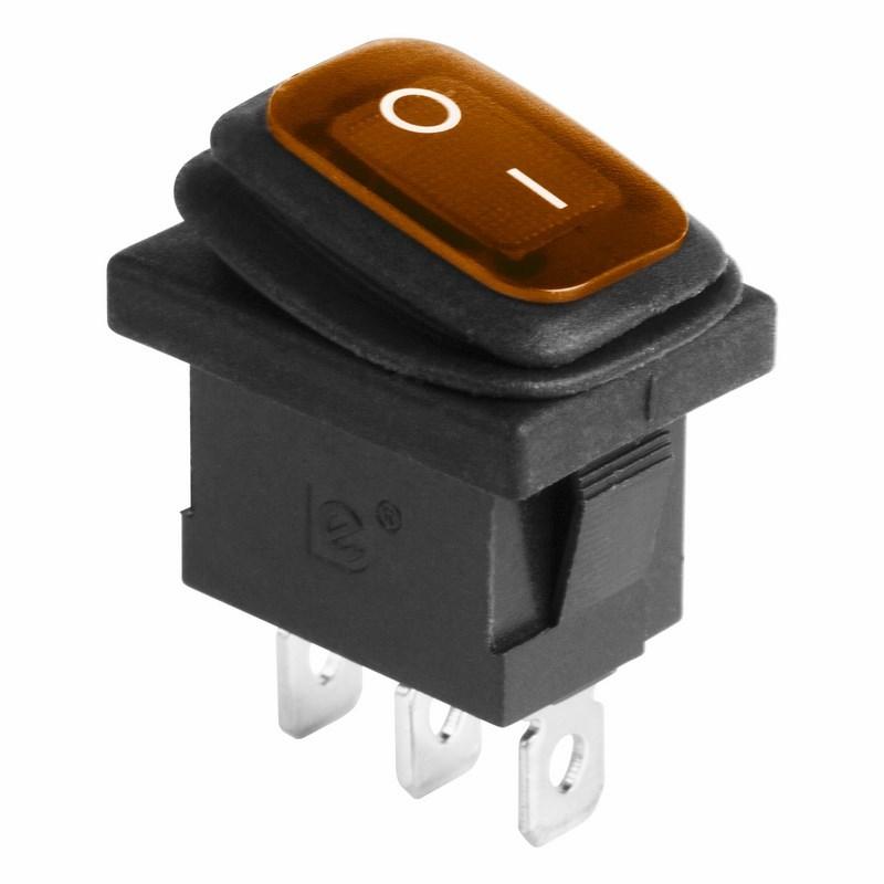 Выключатель клавишный 250V 6А (3с) ON-OFF желтый с подсветкой Mini ВЛАГОЗАЩИТА | 36-2177 | REXANT — REXANT