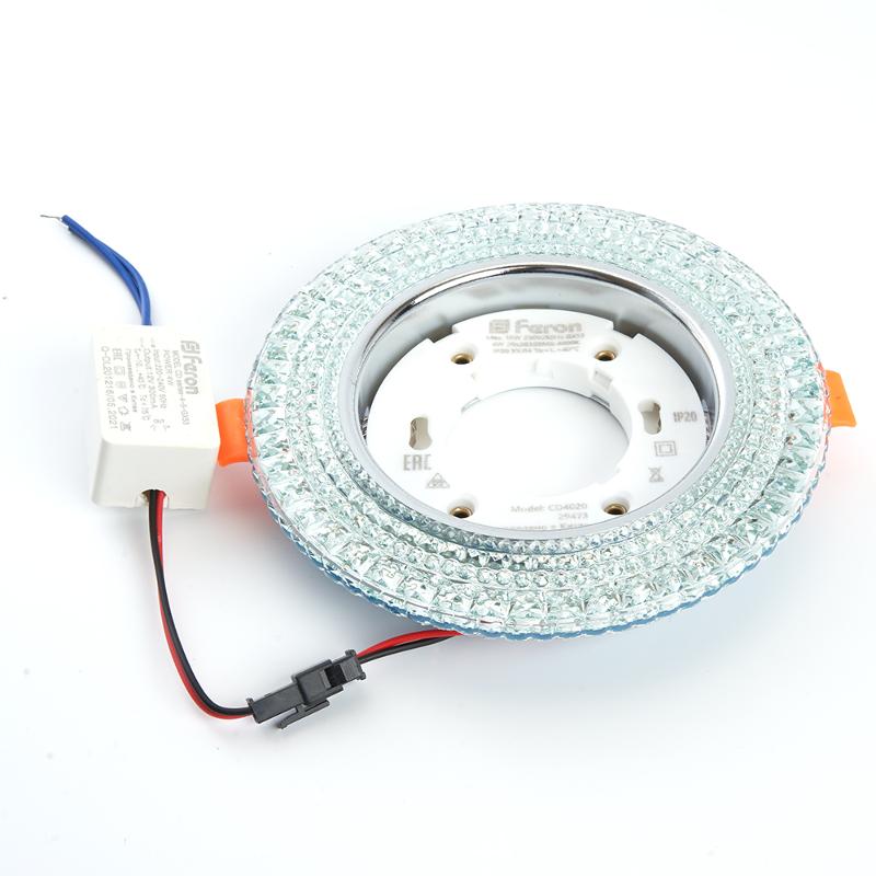 Светильник потолочный встраиваемый под лампу GX53 CD4020 20LED*2835 SMD 4000K, 15W GX53, без лампы, прозрачный, хром | 29473 | FERON — миниатюра 2