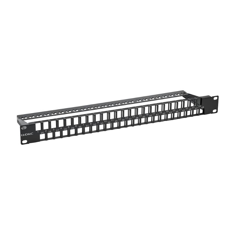 Патч-панель наборная 19",1U, под 48 модулей Keystone, UTP/STP (длямодулей форм-фактора A10, S10) | RNKPP48E1 | DKC — DKC (ДКС)