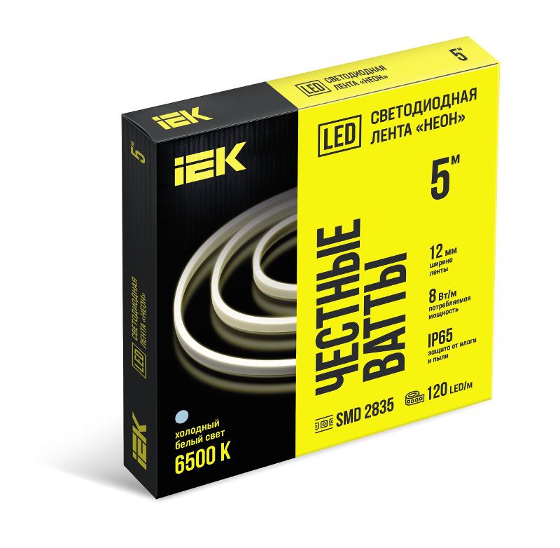 Лента LED "неон" 2835-120LED 8Вт/м IP65 12мм 24В 6500K| LSR6-2-120-65-3-05| IEK — миниатюра 1