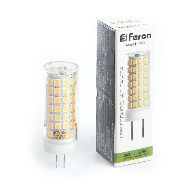 Лампа светодиодная, (9W) 230V G4 4000K JCD, LB-434 | 38144 | FERON — Feron