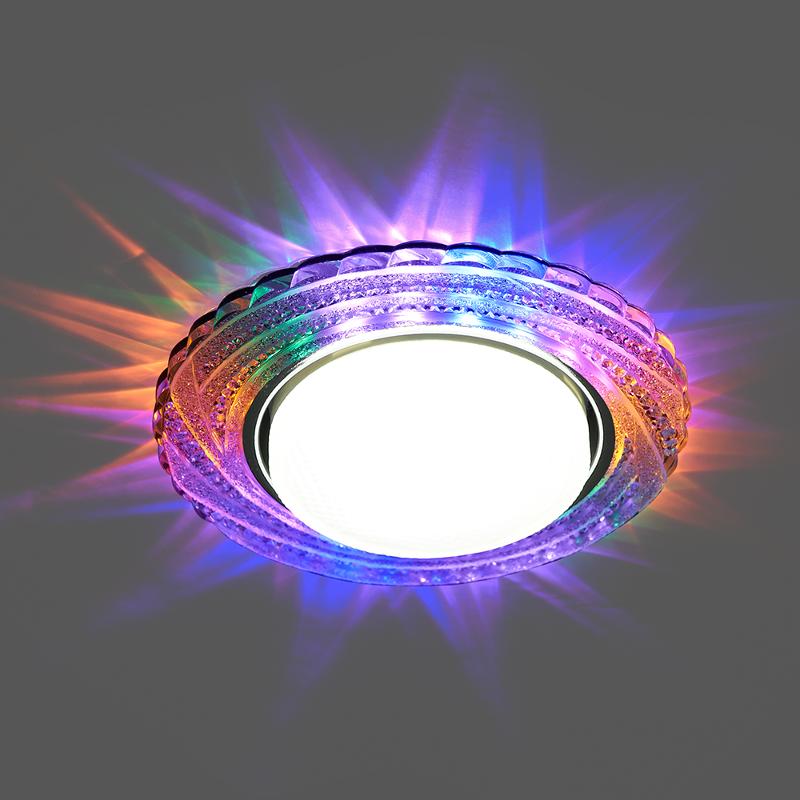 Светильник потолочный встраиваемый со светодиодной подсветкой 20LED*2835 SMD, 15W GX53, без лампы, прозрачный, хром CD4037 RGB с др-ром в/компл | 4190 — миниатюра 2
