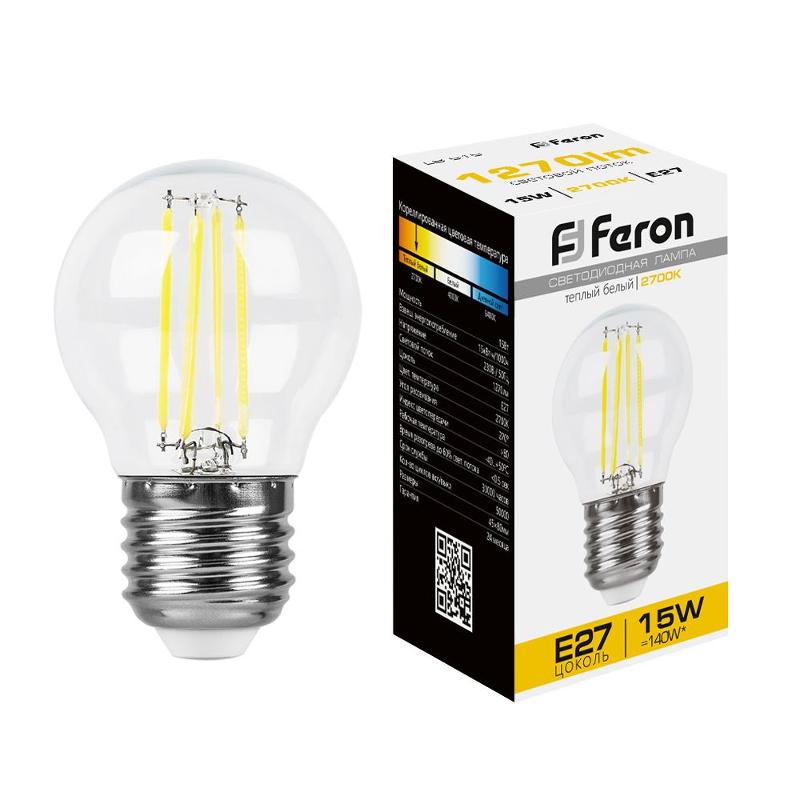 Лампа светодиодная, (15W) 230V E27 2700K прозрачная, LB-515 | 38252 | FERON — фото 1 | Sento