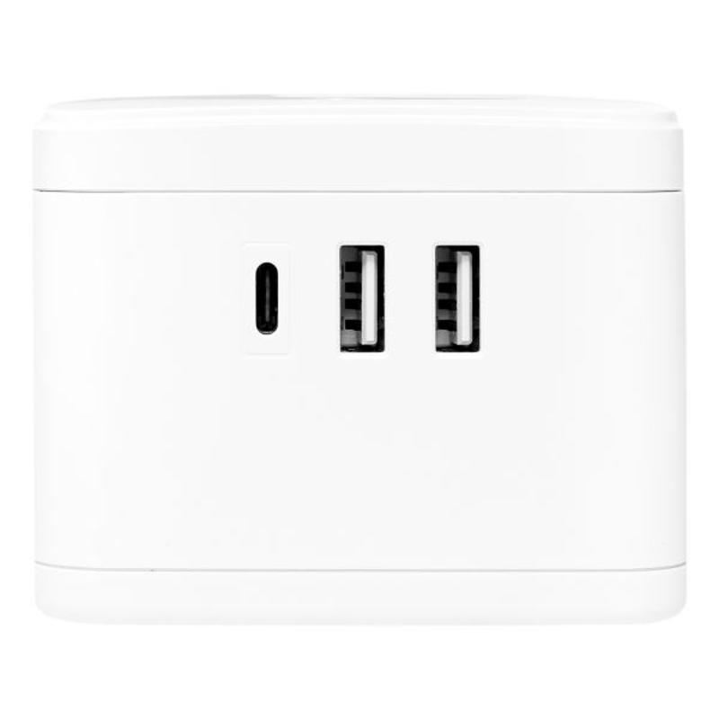 Удлинитель "Куб" 2 гнезда 2USB 2,4А+Type C + Ночник 1,3 метра 1мм2 | UBA-CUB-2-TC | EKF — миниатюра 22