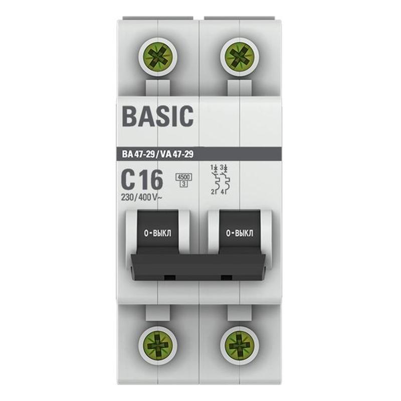 Выключатель автоматический двухполюсный ВА 47-29 16А C 4,5кА Basic | mcb4729-2-16C | EKF — миниатюра 4