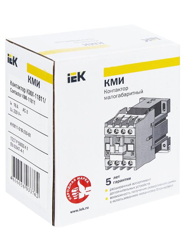 Контактор КМИ-11811 18А  230В/АС3 1НЗ  | KKM11-018-230-01 | IEK — миниатюра 11