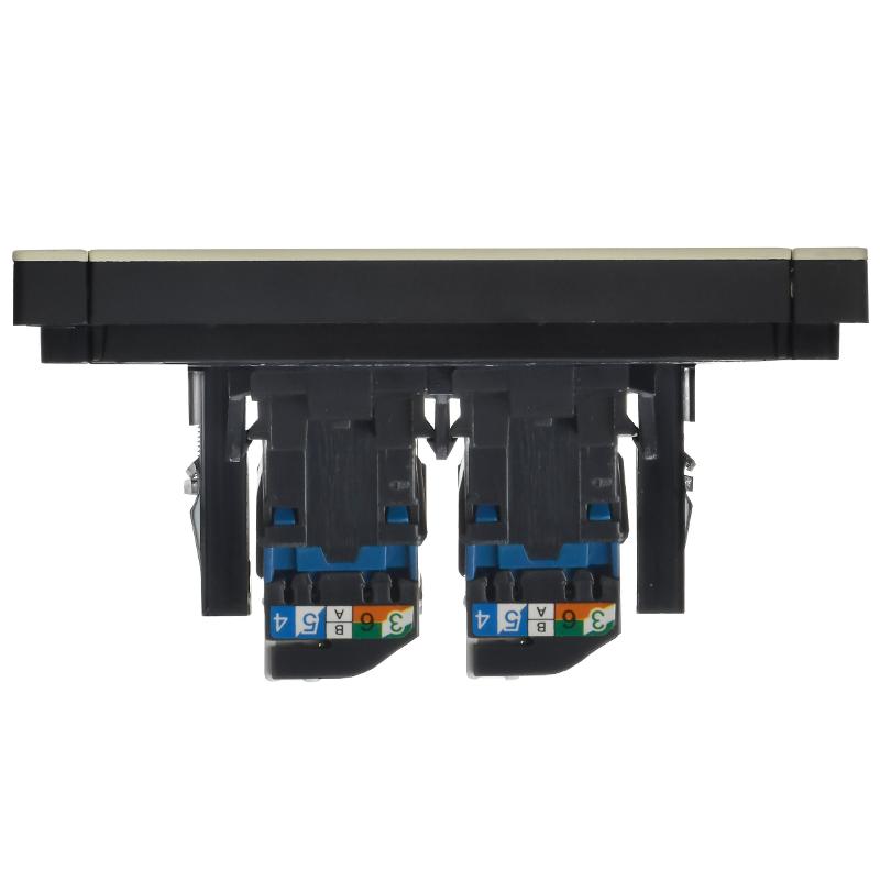 FORTE&PIANO Розетка комп. 2-ая RJ45 кат.6 FP834M металл серый сланец  | FP-K20-2-M-K41 | IEK — миниатюра 5
