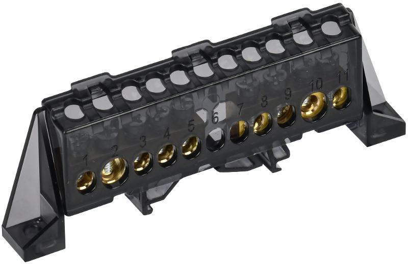 TEKFOR Шина N "ноль" в комбинированном DIN-изоляторе "Стойка" 8х12-(4+5)-Ч | TF-NN20-45-DP-K02 | IEK — фото 1 | Sento