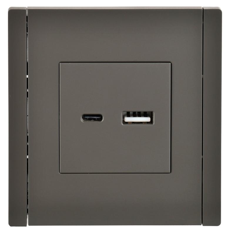 FORTE&PIANO Розетка USB A+C 3,1А FP350 серый | FP-U22-D31-K03 | IEK — миниатюра 2