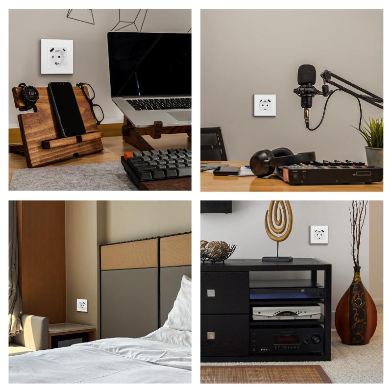 Розетка Elegance 14-4108-01М 2P+E 16A-250В со шторками с USB type-A+C 5В-3А белый матовый — миниатюра 5