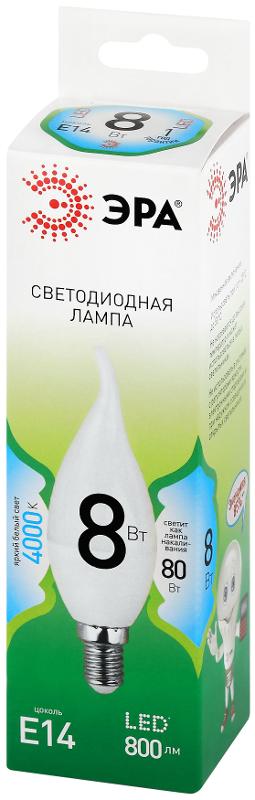 Лампа светодиодная  GREEN LINE LED BXS-8W-840-E14 GL E14 8 Вт свеча на ветру яркий белый свет | Б0067114 | ЭРА — миниатюра 5