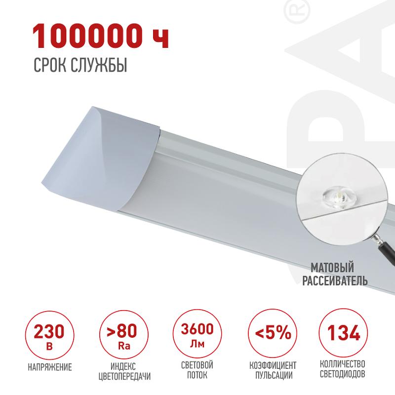 Светильник светодиодный линейный ДПО SPO-5-40-6K-M 36Вт 6500К 1200х75х25 IP40 матовый сталь белый — миниатюра 5