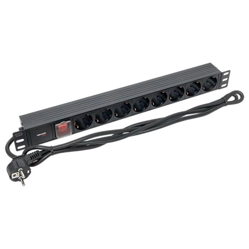 Блок розеток PDU TERACOM PRO 19" 1U 16А/250В 8 розеток Schuko 2 метра сечение 3x1,5 мм2 | TRP-HPD-LSP-16A-8SH-2MSH | EKF — миниатюра 13